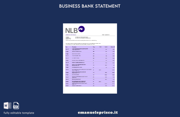 stile verificato Modello di estratto conto della società bancaria NLB Modello Wo